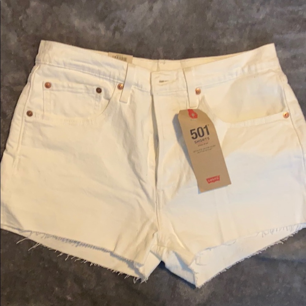 Women’s White Levi 501 Shorts